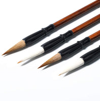 Wancetang - Juego de 4 pinceles chinos para caligrafía (pelo de lobo, pincel sumi, pincel para práctica de pintura kanji) - Arteztik
