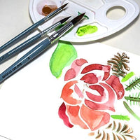 OAT ART STUDIO Juego de pinceles de acuarela de alta calidad, con mango largo y punta redonda, para acuarela, gouache o pintura facial (3/azul_redondo) - Arteztik
