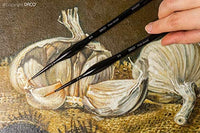 Juego de pinceles de pintura en miniatura de DACO, 14 piezas + 1, pinceles de pintura con mango ergonómico de madera, soporte para pinceles de pintura y bolsa de viaje, apto para pintura acrílica, aceite, acuarela, pintura por números para adultos - Arteztik

