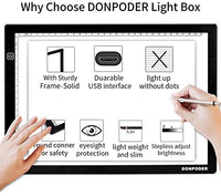 DONPODER 2G A4 caja de luz para trazado y dibujo con marco resistente Duarable, almohadilla de luz regulable para pintura de diamante, cuadro de luz, cuadro de luz para dibujar animación Stencilling - Arteztik
