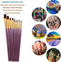Juego de pinceles de pintura, 10 pinceles planos para acuarela, aceite, pintura acrílica y manualidades, uñas, pintura facial (cepillo negro) - Arteztik
