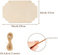 Caydo - Placa rectangular de madera con cuerda de yute para pirografía, pintura, escritura y decoración (8 unidades, 9.0 x 6.0 in) - Arteztik
