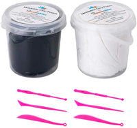 Espuma para cosplay Houseables, espuma EVA, 10.58 oz por contenedor, 2 unidades, incluye 3 lápices, negro, blanco, arcilla, anime cosplays, moldeable, esponjoso, manualidades, tallado, escultura, moldeado, masilla, secado al aire, flexible - Arteztik
