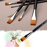 Amagic - Juego de 9 pinceles de punta plana con estuche para acuarela de aceite acrílico, kits de pintura profesional con puntas de nailon sintético, mango largo de madera - Arteztik

