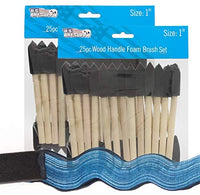 US Art Supply - Juego de pinceles de esponja de espuma para mango de madera, 25 unidades, ligero, duradero e ideal para acrílicos, manchas, barnices, manualidades, arte - Arteztik
