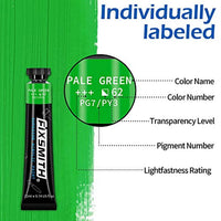 FIXSMITH - Juego de 12 paneles de pintura acrílica de calidad de artista, 24 colores/tubos (0.7 fl oz) - Arteztik
