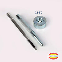 MOU DIY Basic Leather Craftsmanship, Rivet Button Tool Leather Rivet Installation Program, Clothing Button Installation Tool, Pressure Rivet Tool (Convex Rod + Round Bottom + Punch) Kit - Arteztik

