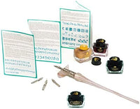 Daveliou - Juego de bolígrafos de caligrafía, 17 piezas, cristal azul y bolígrafos de madera, 10 plumas y 4 tintas, control superior - Arteztik
