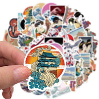 Ukiyoe - Pegatinas de ondas (50 unidades), diseño de olas de surf de estilo japonés, para ordenador portátil, botella de agua, coche, monopatín, cuaderno, perfecto para niños, adolescentes, estudiantes, ukiyoe Wave - Arteztik

