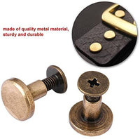 Paquete de 20 juegos remaches de uñas de tornillos de cabeza plana botón Stud, bronce Leathercraft de latón, bricolaje decoración de zapatos de Craft de metal remaches para cinturón bolsa de correa de piel, 8mm - Arteztik
