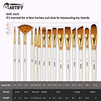 Artify - Juego de 15 pinceles para pintura acrílica de acuarela, incluye estuche de transporte con paleta y 2 esponjas - Arteztik
