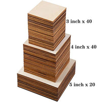 Ruisita - 100 piezas de madera sin terminar cuadradas, 3 tamaños de rodajas de madera en blanco para posavasos, manualidades y decoración del hogar - Arteztik

