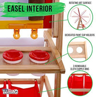 U.S. Art Supply - Caballete de pintura y dibujo para niños, doble cara, con pizarra, borrado en seco, rollo de papel, 3 compartimentos de almacenamiento, 5 tazas sin pastilla, tiza – Los niños escriben divertidos - Arteztik
