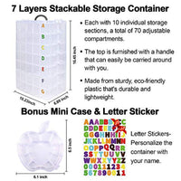 Contenedor de almacenamiento apilable de 7 capas, 70 compartimentos ajustables (blanco), contenedor de almacenamiento apilable, perfecto para juguetes de niños, manualidades de arte, joyas, suministros, minicaja y pegatina de carta incluida - Arteztik
