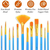 Juego de pinceles de pintura, 1 paquete de 12 unidades, cabezal de cepillo de nailon, apto para pintura al óleo, acuarela, etc., el mejor regalo para los amantes de la pintura. - Arteztik
