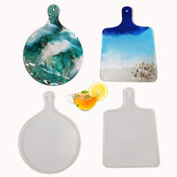 2 piezas de silicona de gran bandeja de resina para resina epoxi de fundición de resina para servir bandeja de posavasos con mango DIY pintura arte manualidades decoración del hogar regalo ideal - Arteztik
