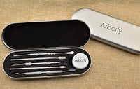 Juego de herramientas de acero inoxidable para tallar cera de 6 piezas, contenedor de silicona y estuche de transporte de metal protector incluido. - Arteztik
