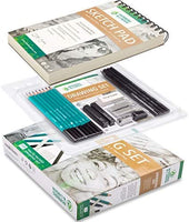 Juego de lápices de dibujo, dibujo y lápices de carbón. Incluye 100 hojas de dibujo y borrador de rodillas. Kit de arte y suministros para niños, adolescentes y adultos. - Arteztik
