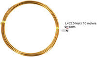 Uxcell Alambre de aluminio de 32.5 pies de diámetro de 0.039 in de alambre de metal flexible tono dorado para manualidades - Arteztik
