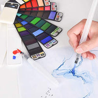 Juego de pintura de acuarela, 42 colores surtidos, kit de pintura plegable con 3 pinceles, bolsillo de viaje portátil, juego de bocetos de acuarela, pigmento de acuarela, suministros de arte, suministros de pintura, regalos para artistas, adultos - Arteztik

