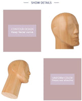 DE-LIANG maniquí de cabeza de madera para hacer sombreros, modelos de cabeza masculina para gafas, auriculares, visualización de madera de haya, color madera natural - Arteztik
