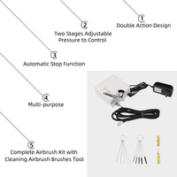 Kit de aerógrafo DKIEI recargable de una sola acción modelo de aerógrafo kit mini compresor de aire de pulverización, juego de bolígrafo para maquillaje, galletas, tartas, arte pintura de uñas, tatuaje, pintura facial, modelo para colorear - Arteztik
