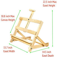 Caballete de estudio de madera de mesa con marco en H de 17 pulgadas de alto – caballete de pintura y exhibición de madera de pino natural, soporta hasta 12 pulgadas, soporte de escritorio resistente - Arteztik
