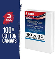 U.S. Art Supply 20 x 30 pulgadas lienzo estirado, 12 onzas imprimado, paquete de 6 unidades, color blanco profesional de 0.7 in, peso pesado, sin ácidos, pintura acrílica, pintura al óleo - Arteztik
