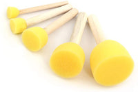 Juego de 50 brochas de esponja de espuma redonda con mango de madera, herramientas de pintura para niños, 5 tamaños surtidos - Arteztik

