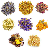 Dreamtop - Juego de flores secas de flores naturales para hacer jabón, bombas de baño, rodajas de limón, fresa, Osmanthus, jazmín, rosa, olvido-me-not, caléndula, lavanda (8 bolsas) - Arteztik
