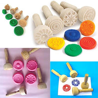 Juego de sellos de arcilla de madera de OwnMy, sellos de madera, mango de madera, herramientas de cerámica con mango de madera, juego de 4 patrones de arcilla - Arteztik
