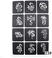 22 hoja Cool purpurina tatuaje de la plantilla de dibujo para hombres, lobo dragón tigre Animal de calavera aerógrafo plantillas y plantillas - Arteztik
