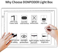 DONPODER 2G A4 caja de luz para trazado y dibujo con marco resistente Duarable, almohadilla de luz regulable para pintura de diamante, cuadro de luz, cuadro de luz para dibujar animación Stencilling - Arteztik
