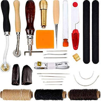 27 piezas de herramientas de mano de cuero para costura a mano, para costura de puntos, punzonado, costura de agujas, cunas de dedos, principiantes, profesionales de cuero, bricolaje - Arteztik
