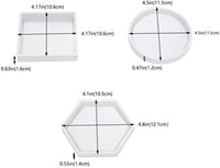 Juego de 3 moldes de silicona para posavasos redondos, hexagonales, cuadrados, resina epoxi, moldes de fundición para posavasos con resina, duraderos y reutilizables. - Arteztik
