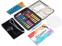 Frunsi - Juego de pintura de acuarela portátil con 36 colores surtidos de acuarela, kit de viaje con cepillo de agua, papel de acuarela, pigmentos de acuarela, ideal para niños, principiantes, artistas, aficionados - Arteztik
