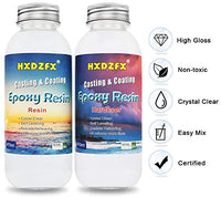 Kit de revestimiento de cristal transparente de resina epoxi 33.8 fl oz/38.4 oz – 2 piezas de resina de fundición para arte, manualidades, fabricación de joyas, mesas de río, guantes, taza de medición y palos de madera - Arteztik
