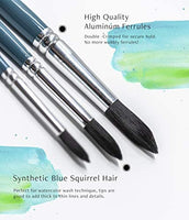 OAT ART STUDIO Juego de pinceles de acuarela de alta calidad, con mango largo y punta redonda, para acuarela, gouache o pintura facial (3/azul_redondo) - Arteztik
