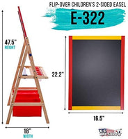 U.S. Art Supply - Caballete de pintura y dibujo para niños, doble cara, con pizarra, borrado en seco, rollo de papel, 3 compartimentos de almacenamiento, 5 tazas sin pastilla, tiza – Los niños escriben divertidos - Arteztik
