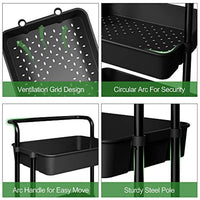 Amazing Force - Carrito de 3 niveles con asa, carrito de metal con cestas de malla y ruedas bloqueables de 360°, organizador de carrito de rodillos y almacenamiento para maquillaje, baño, cocina, oficina, color negro - Arteztik
