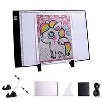 MACTING A4 almohadilla de luz LED, 47 piezas de pintura de diamante LED caja de luz Tracer, 0.157 in ultra delgada luz hasta Rastreo Tablet con funda de batería, cable USB de 4.9 ft 3 niveles de atenuación para artistas dibujo tablero de luz ... - Arteztik

