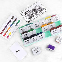 Arrtx AJG-001 Gouache - Juego de pinturas con diseño de taza de gelatina, 18 colores × 1.0 fl oz en una caja de plástico con una paleta, adecuado para estudiantes, aficionados, artistas (Primrose) - Arteztik
