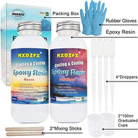 Kit de revestimiento de cristal transparente de resina epoxi 33.8 fl oz/38.4 oz – 2 piezas de resina de fundición para arte, manualidades, fabricación de joyas, mesas de río, guantes, taza de medición y palos de madera - Arteztik
