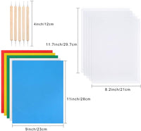 Caydo 10 piezas de papel de transferencia y 10 piezas de papel de trazado con lápiz de relieve, papel de transferencia de carbono 11.0 x 9.0 in, patrón de transferencia en paño de punto de cruz, lienzo, madera para el hogar Kit de pintura de costura - Arteztik
