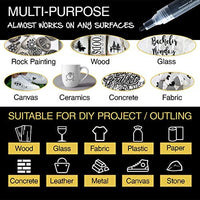Rotuladores acrílicos para pintura de piedras, cerámica, copas de vino, madera, tela, lienzo, metal, tazas, suministros para manualidades, álbumes de recortes, tarjetas, 8 unidades, Negro - Arteztik
