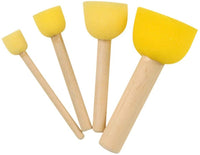Royee - 8 esponjas de espuma amarillas con mango de madera para pintar, cabezal redondo, kit de varios tamaños para niños, herramientas de pintura, bricolaje, proyecto de arte - Arteztik
