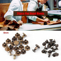 Paquete de 20 juegos remaches de uñas de tornillos de cabeza plana botón Stud, bronce Leathercraft de latón, bricolaje decoración de zapatos de Craft de metal remaches para cinturón bolsa de correa de piel, 8mm - Arteztik
