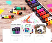 Juego de pintura acrílica para pintar, 24 colores acrílicos vibrantes de 0.7 fl oz para lienzo, madera, tela, cuero, cartón, papel y manualidades - Arteztik
