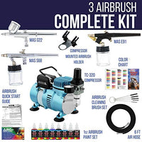 Master Airbrush KIT-SP19-20 juego de pintura con sistema vaporizador con compresor estándar (11 elementos) - Arteztik
