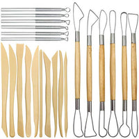Herramientas para esculpir arcilla de cerámica AIFUDA, 22 herramientas de tallado de cerámica con mango de madera, raspador de metal y herramientas de moldeo de arcilla de plástico, para escultura de cerámica de arcilla de corte de sangría - Arteztik
